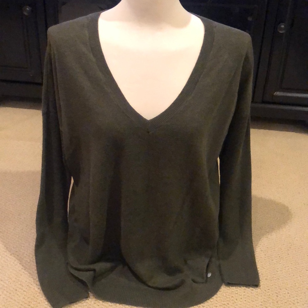 Dark Olive V Neck Sweater